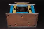 Radio-Glo Stained Glass + Chrome Radio in Blue with Yellow - Exceptional